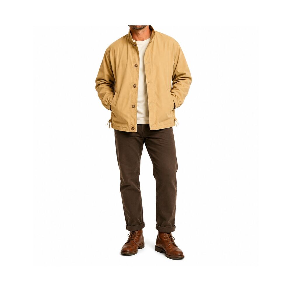 Mighty Mac Jacket Mens Size 38 Tan Cotton Lined Button Front USA Made Vintage 90
